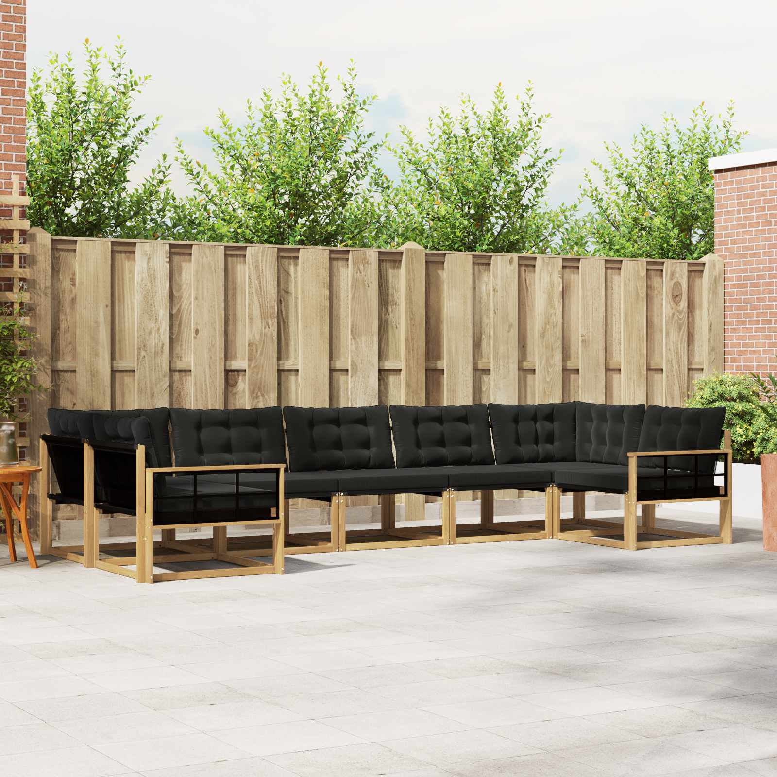 Outdoor-Sofagarnitur mit Kissen 7 pcs Weiß und Schwarz