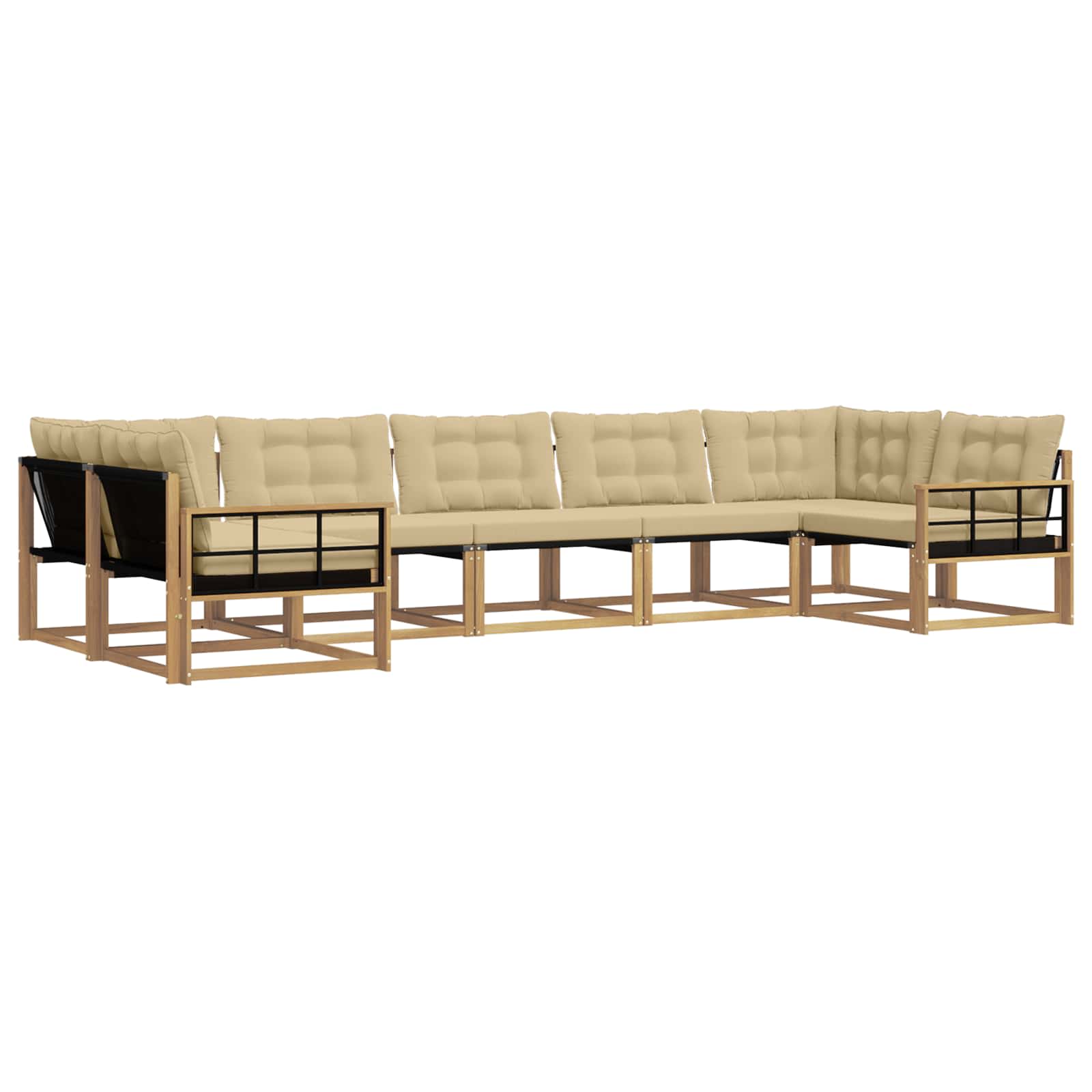 Outdoor-Sofagarnitur mit Kissen 7 pcs Weiß und Beige