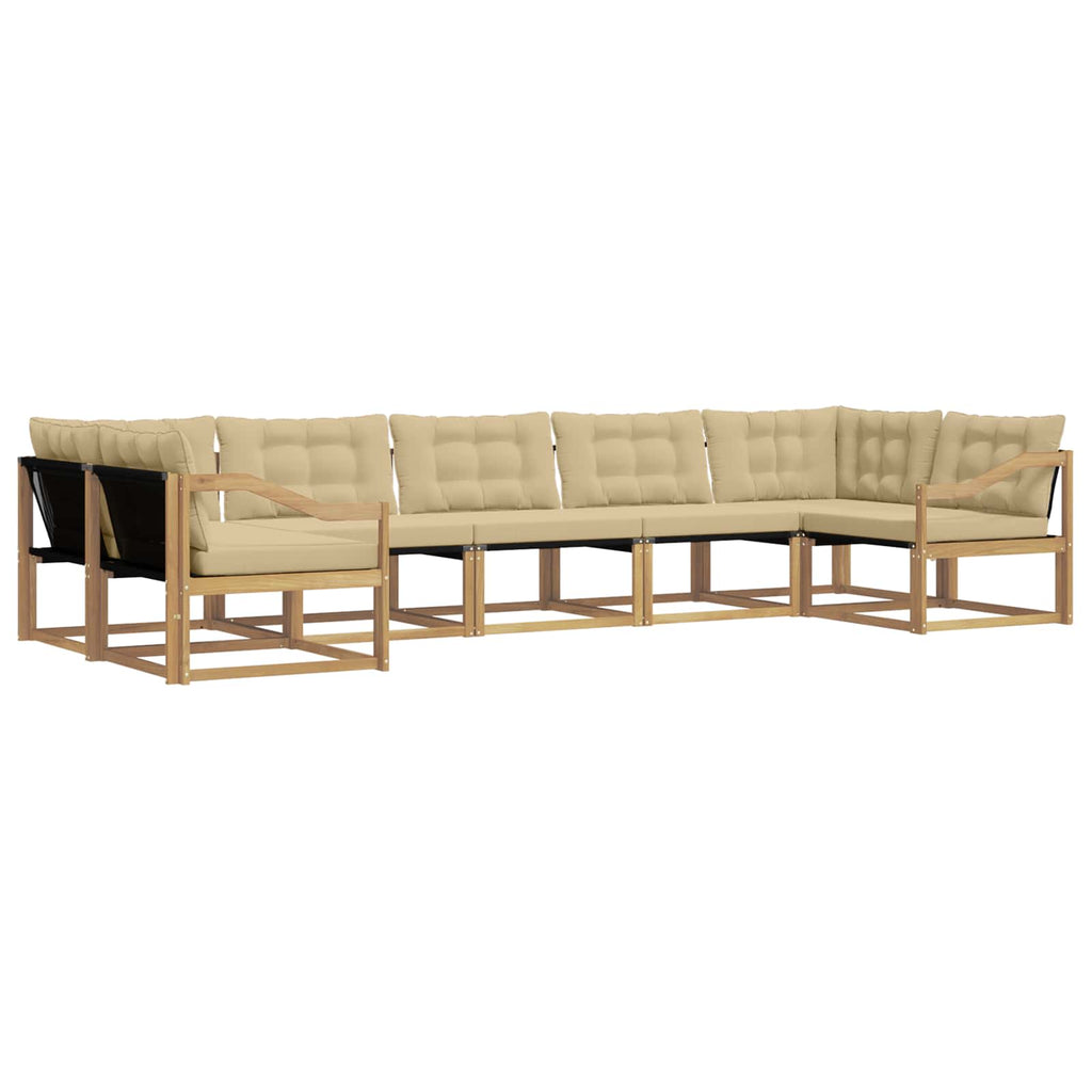 Outdoor-Sofagarnitur mit Kissen 7 pcs Weiß und Beige