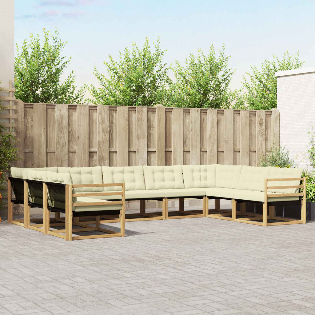 Outdoor-Sofagarnitur mit Kissen 9 pcs Weiß und Creme