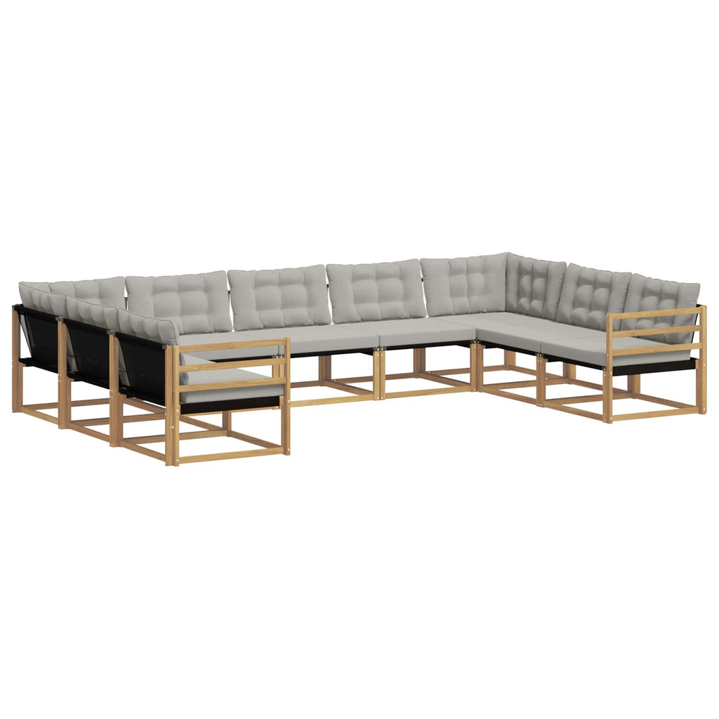 Outdoor-Sofagarnitur mit Kissen 9 pcs Weiß und Hellgrau