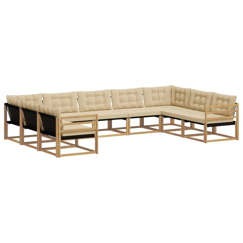 Outdoor-Sofagarnitur mit Kissen 9 pcs Weiß und Beige