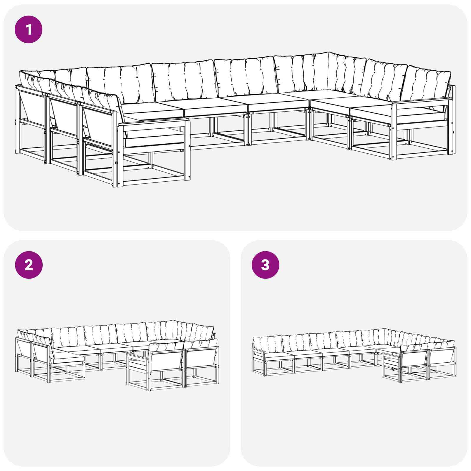 Outdoor-Sofagarnitur mit Kissen 9 pcs Weiß und Schwarz