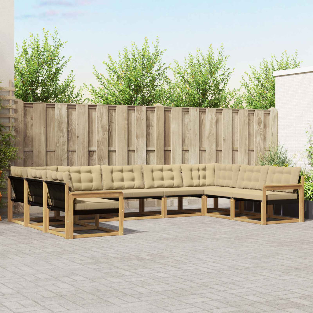 Outdoor-Sofagarnitur mit Kissen 9 pcs Weiß und Beige