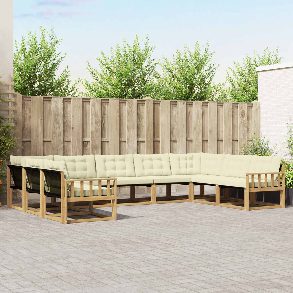 Outdoor-Sofagarnitur mit Kissen 9 pcs Weiß und Creme