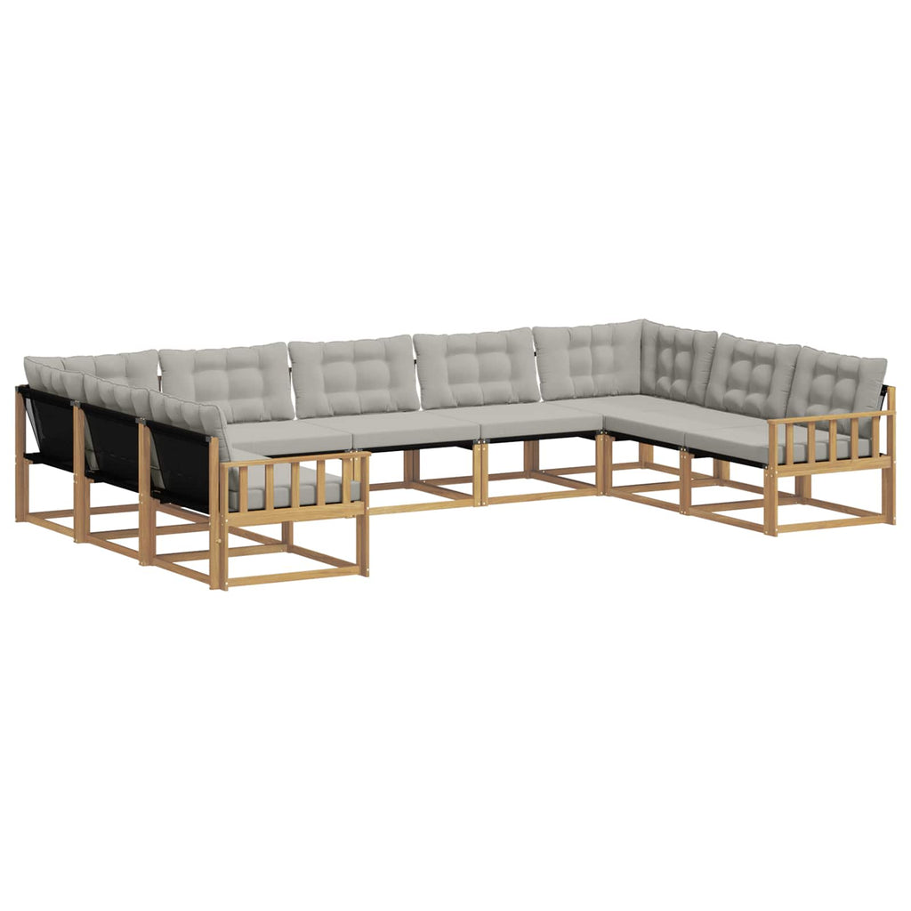 Outdoor-Sofagarnitur mit Kissen 9 pcs Weiß und Hellgrau