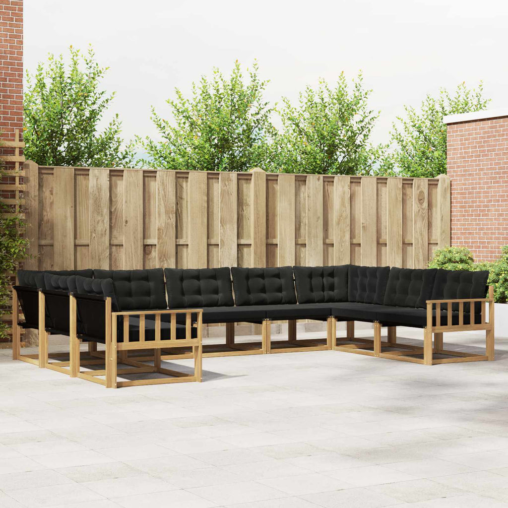 Outdoor-Sofagarnitur mit Kissen 9 pcs Weiß und Schwarz