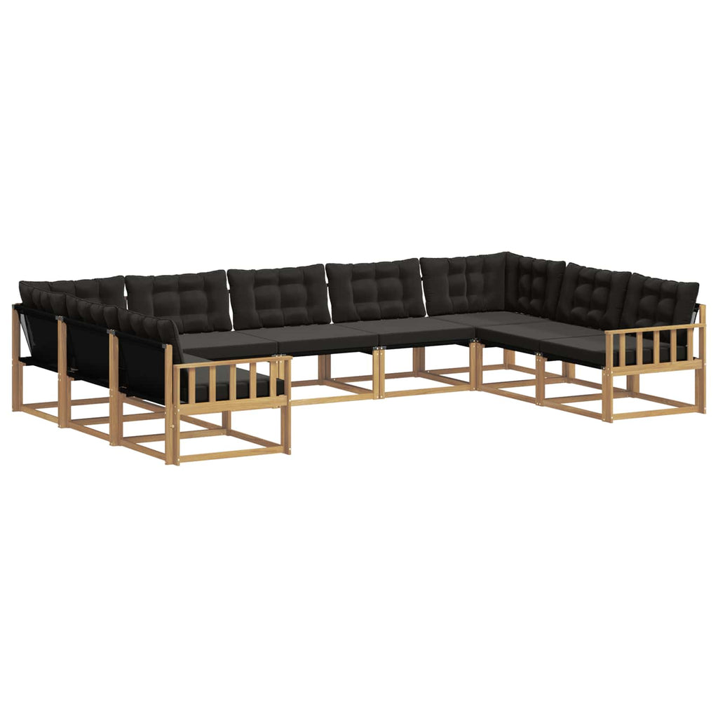 Outdoor-Sofagarnitur mit Kissen 9 pcs Weiß und Schwarz