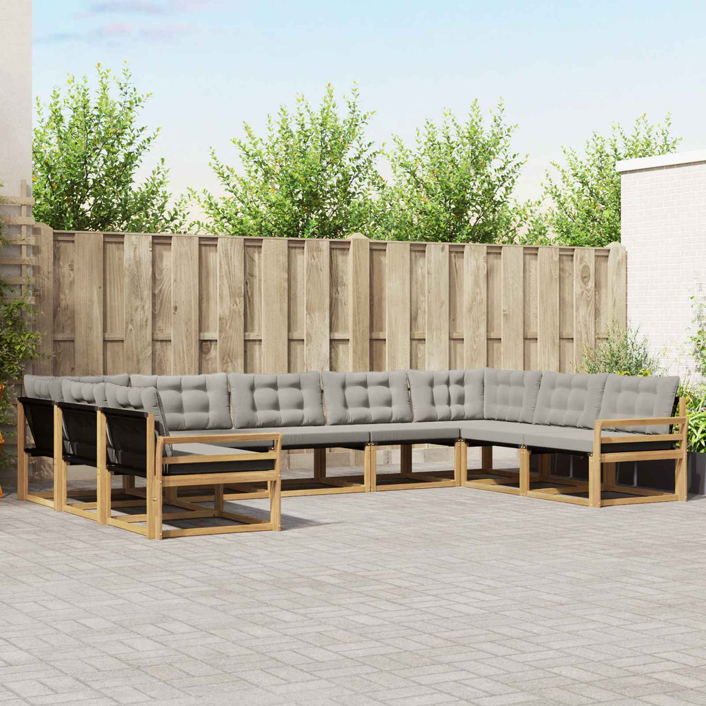 Outdoor-Sofagarnitur mit Kissen 9 pcs Weiß und Hellgrau