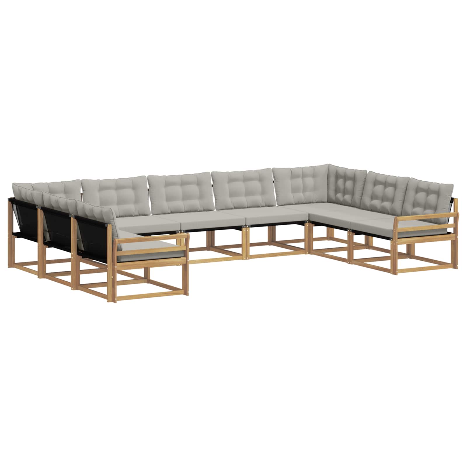 Outdoor-Sofagarnitur mit Kissen 9 pcs Weiß und Hellgrau