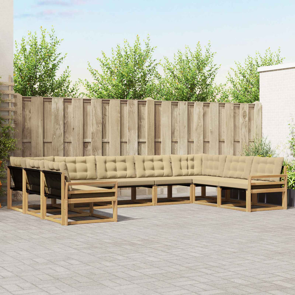 Outdoor-Sofagarnitur mit Kissen 9 pcs Weiß und Beige