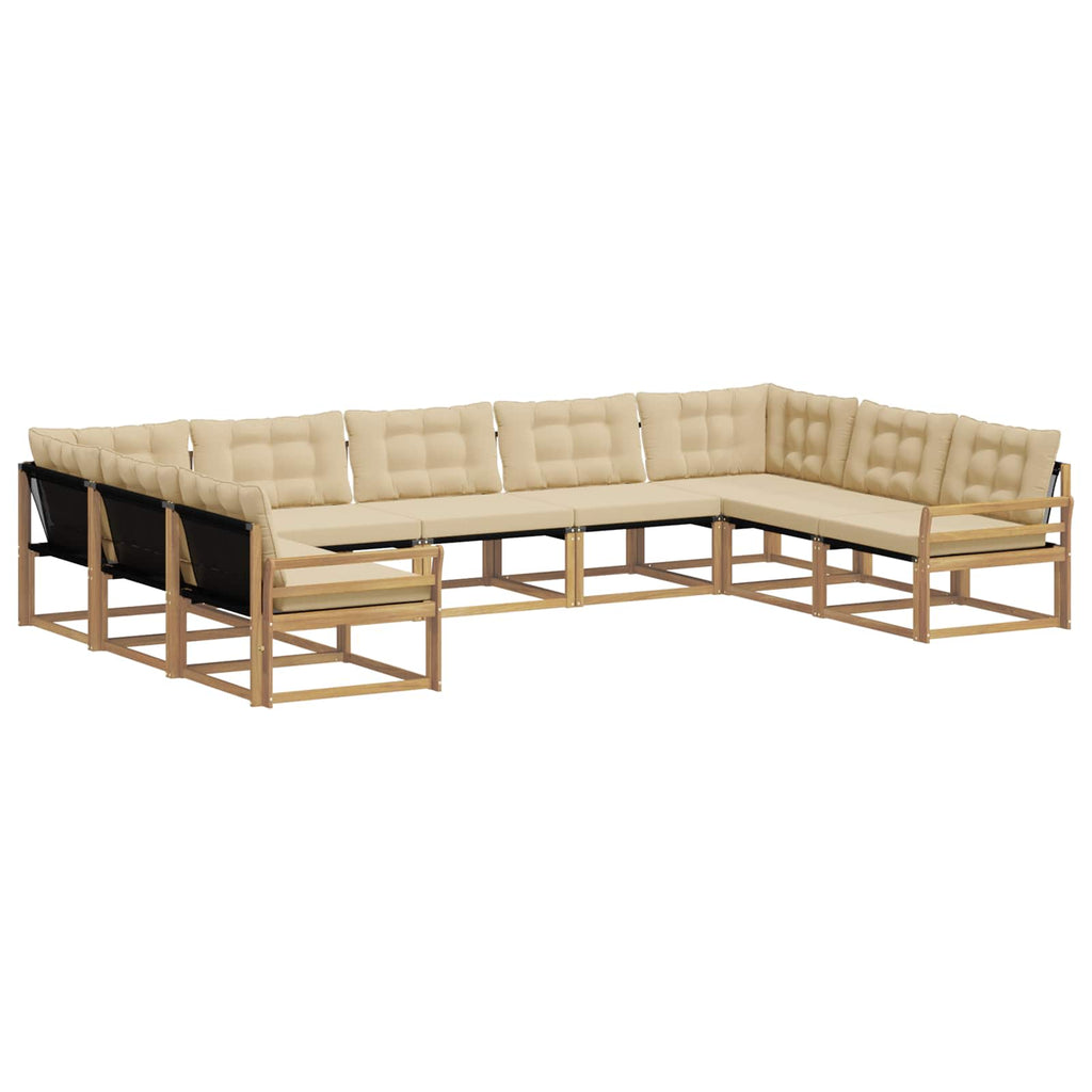 Outdoor-Sofagarnitur mit Kissen 9 pcs Weiß und Beige