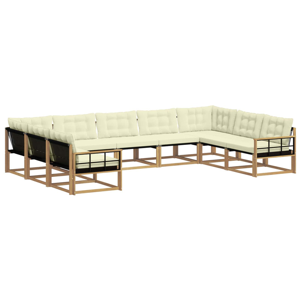 Outdoor-Sofagarnitur mit Kissen 9 pcs Weiß und Creme