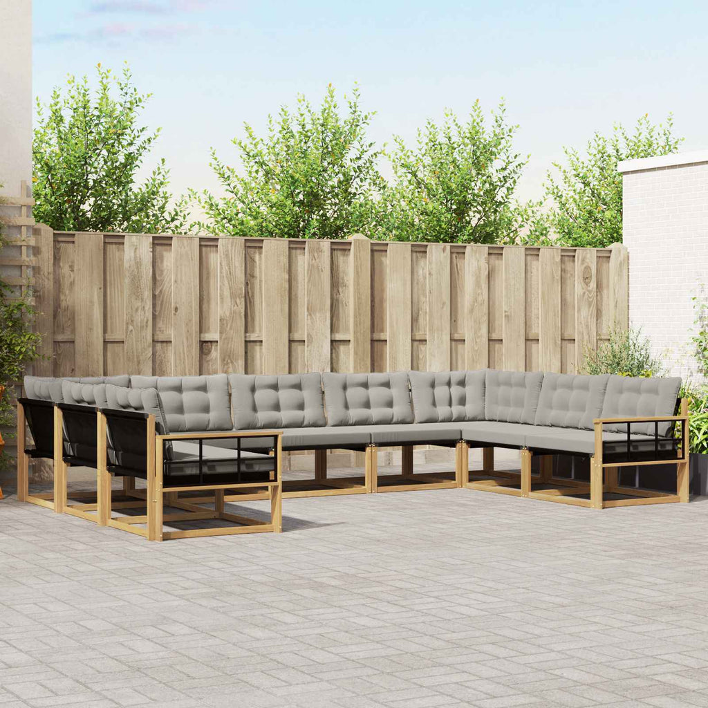 Outdoor-Sofagarnitur mit Kissen 9 pcs Weiß und Hellgrau