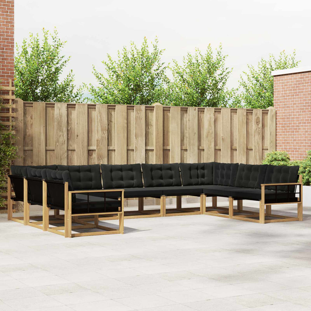 Outdoor-Sofagarnitur mit Kissen 9 pcs Weiß und Schwarz