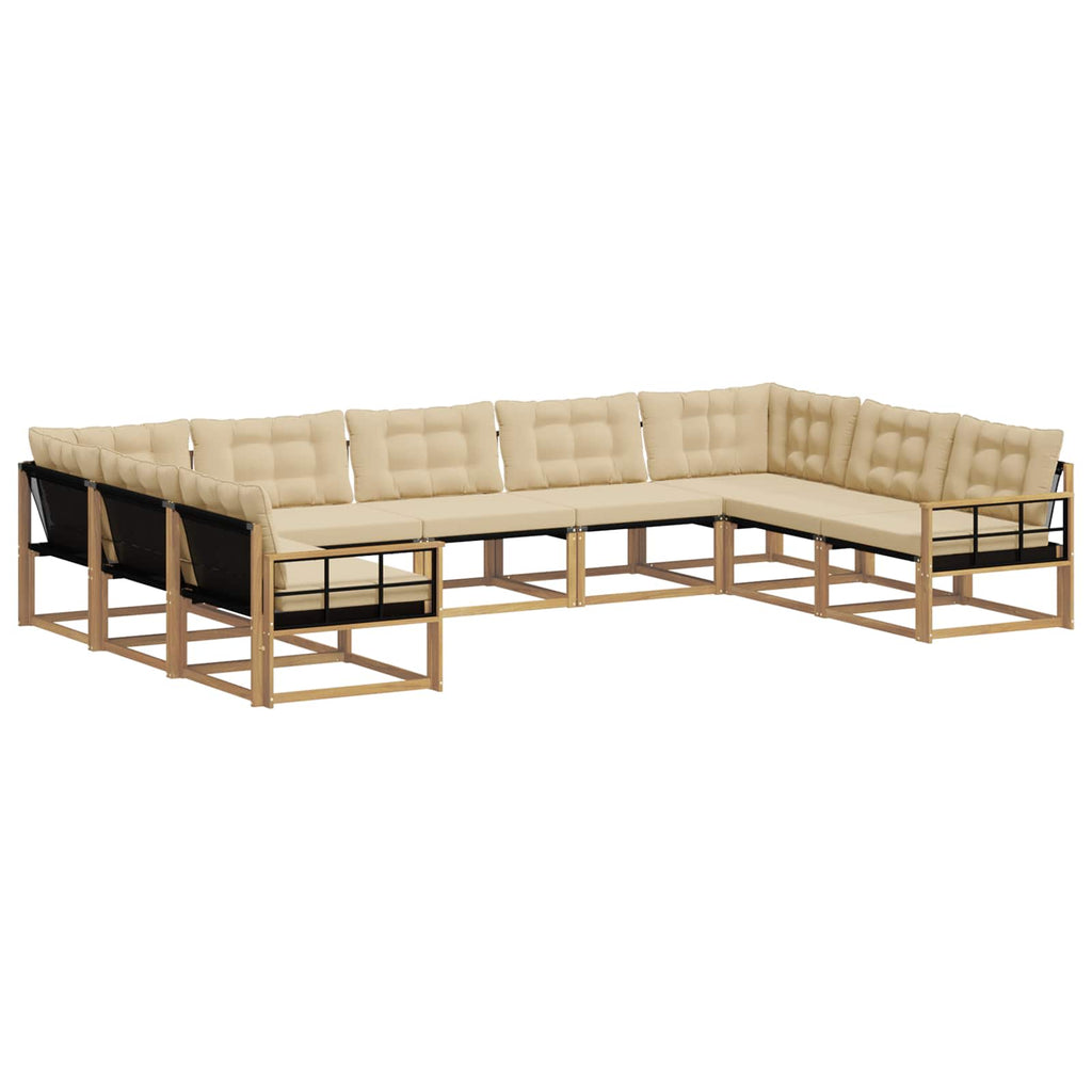 Outdoor-Sofagarnitur mit Kissen 9 pcs Weiß und Beige