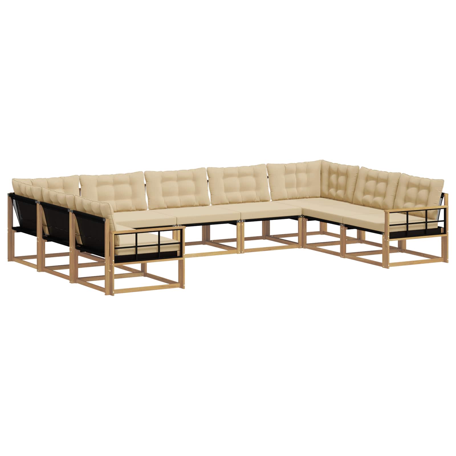 Outdoor-Sofagarnitur mit Kissen 9 pcs Weiß und Beige