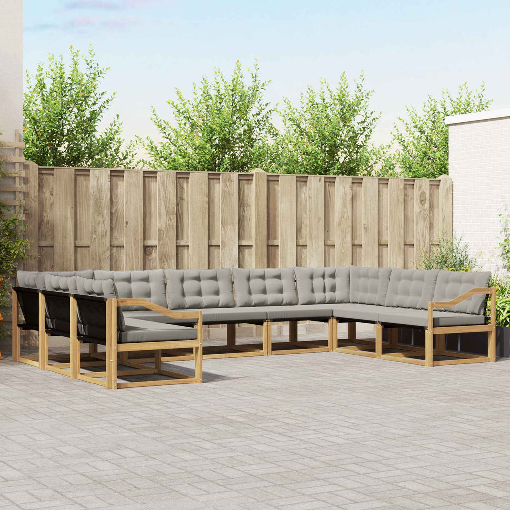 Outdoor-Sofagarnitur mit Kissen 9 pcs Weiß und Hellgrau