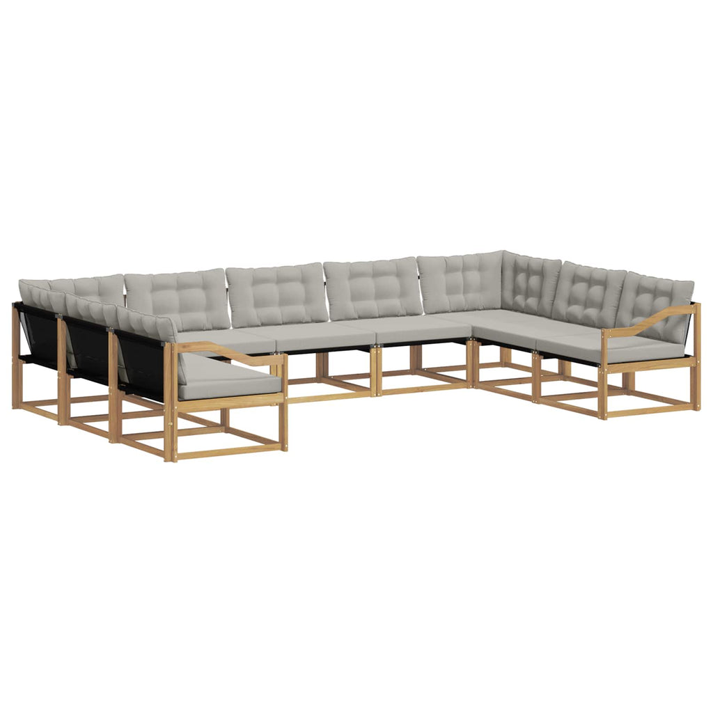 Outdoor-Sofagarnitur mit Kissen 9 pcs Weiß und Hellgrau