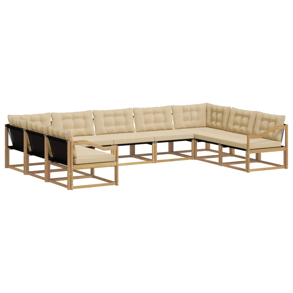 Outdoor-Sofagarnitur mit Kissen 9 pcs Weiß und Beige