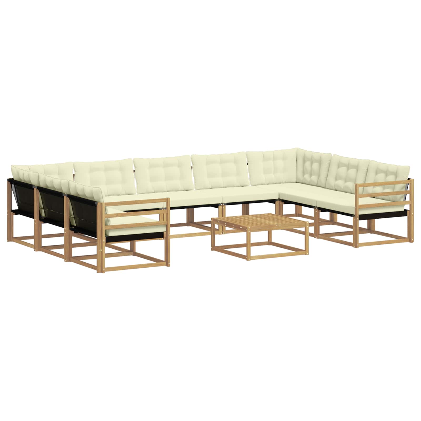 Outdoor-Sofagarnitur mit Kissen 10 pcs Weiß und Creme
