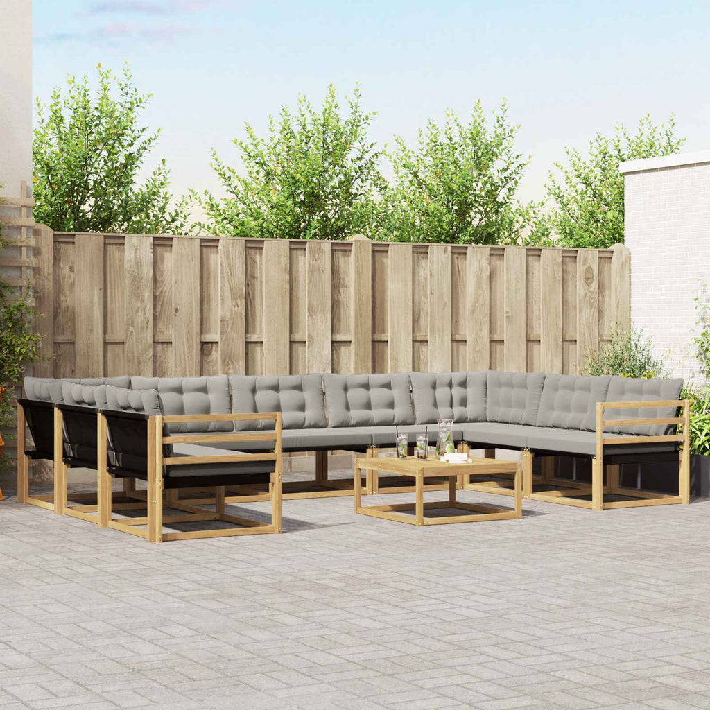 Outdoor-Sofagarnitur 10 pcs Weiß und Hellgrau