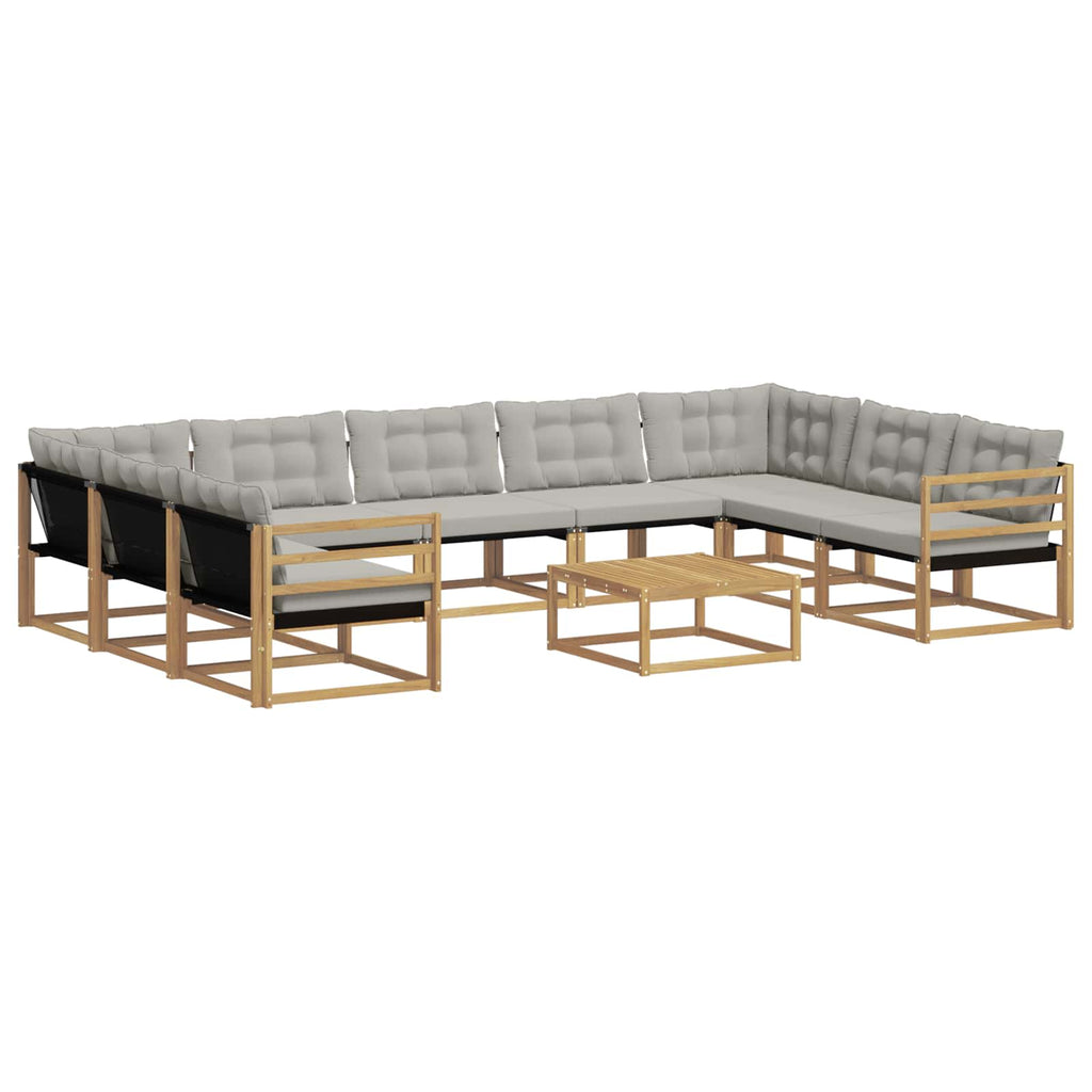 Outdoor-Sofagarnitur 10 pcs Weiß und Hellgrau