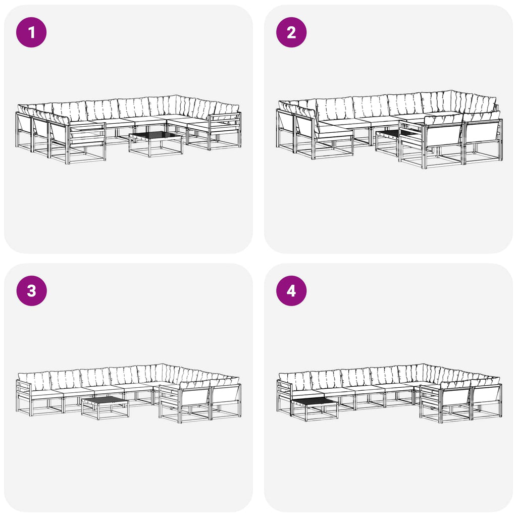 Outdoor-Sofagarnitur 10 pcs Weiß und Hellgrau