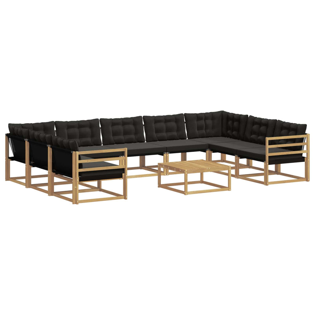 Outdoor-Sofagarnitur mit Kissen 10 pcs Weiß und Schwarz