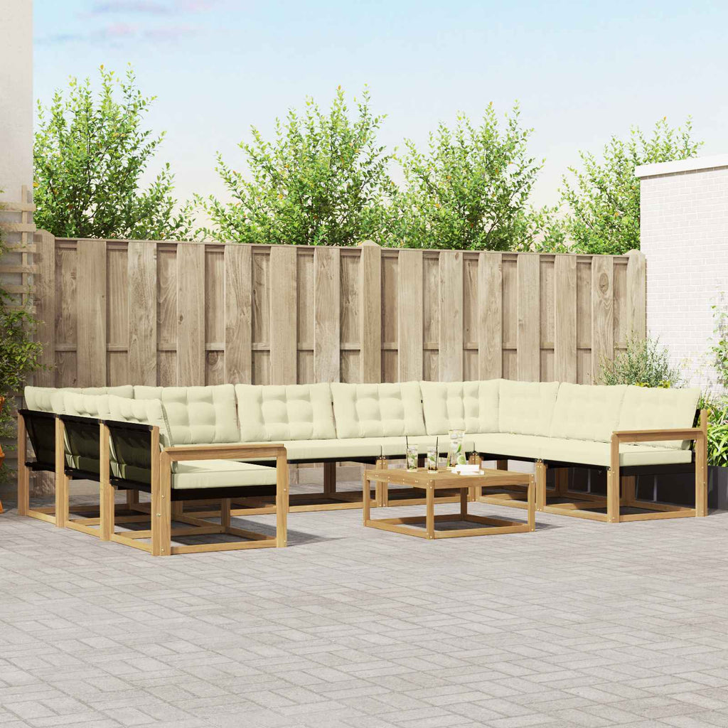 Outdoor-Sofagarnitur mit Kissen 10 pcs Weiß und Creme