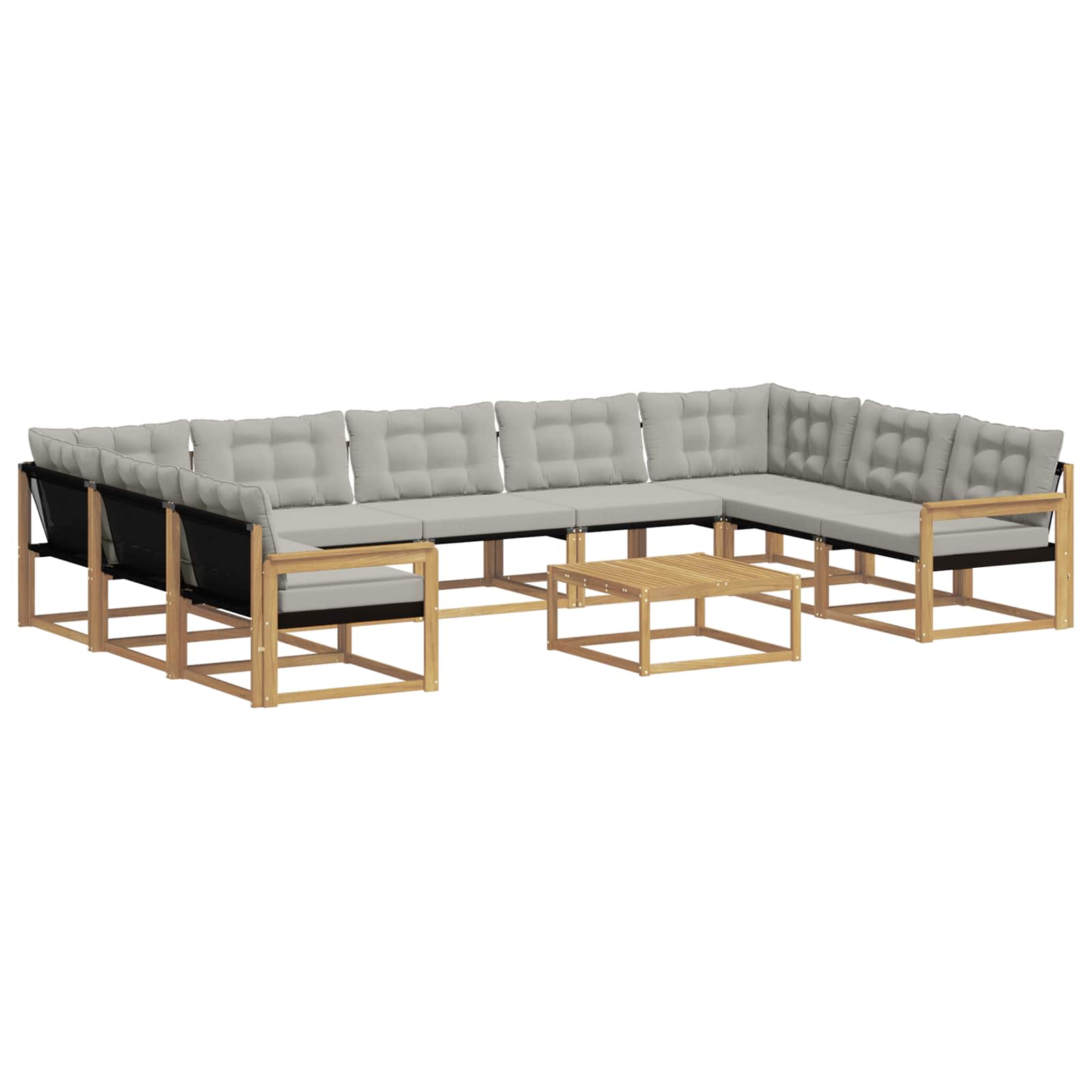 Outdoor-Sofagarnitur mit Kissen 10 pcs Weiß und Hellgrau