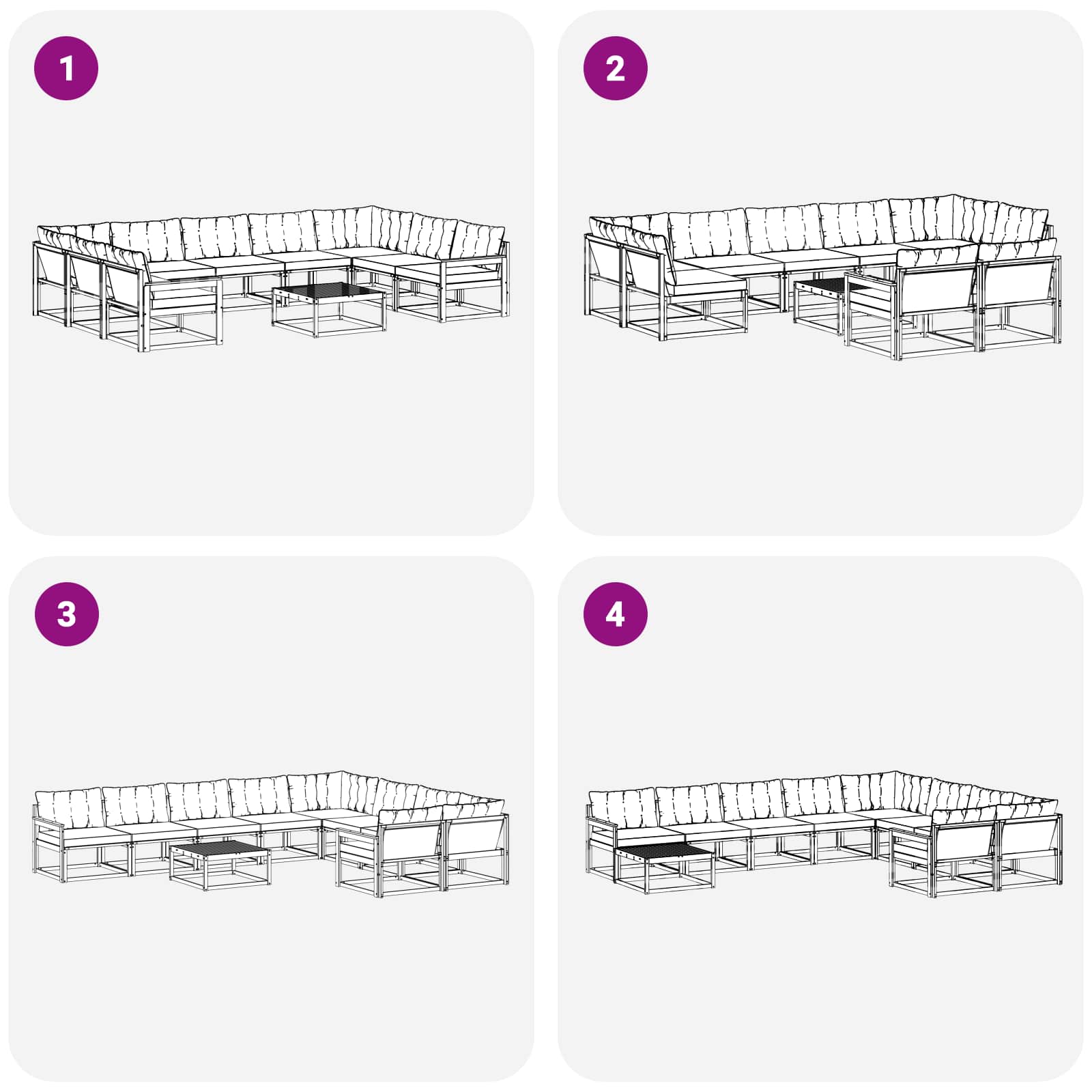 Outdoor-Sofagarnitur mit Kissen 10 pcs Weiß und Hellgrau