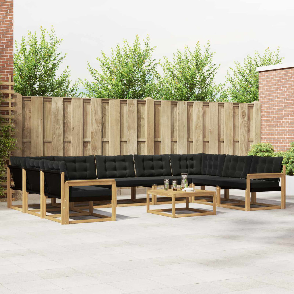 Outdoor-Sofagarnitur mit Kissen 10 pcs Weiß und Schwarz