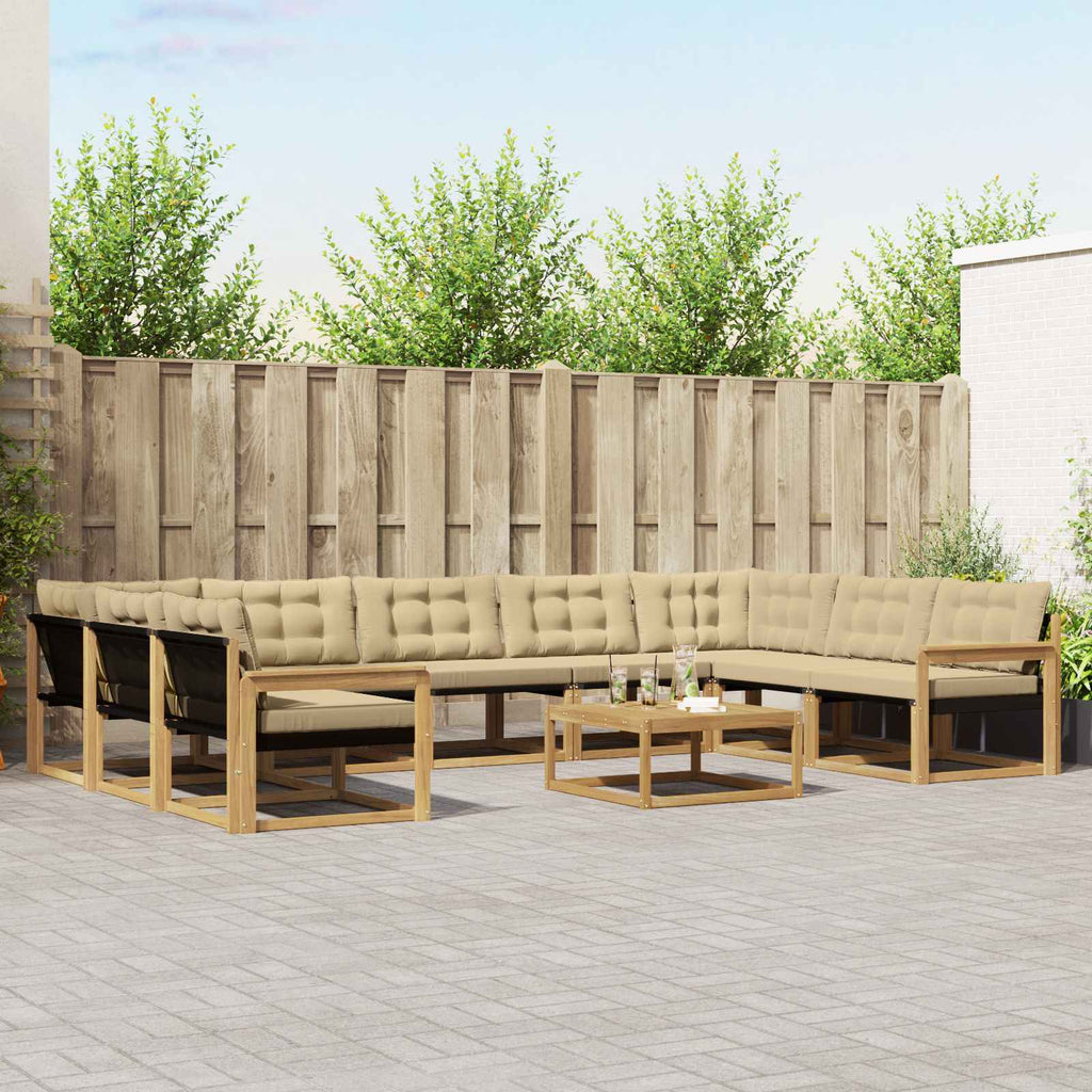 Outdoor-Sofagarnitur mit Kissen 10 pcs Weiß und Beige