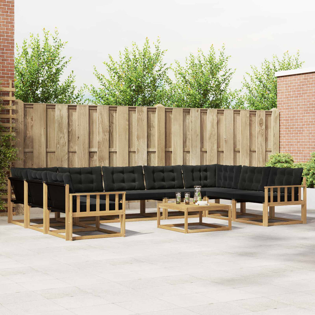 Outdoor-Sofagarnitur mit Kissen 10 pcs Weiß und Schwarz