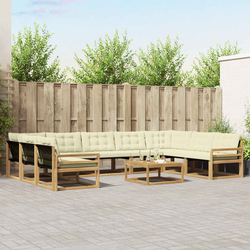 Outdoor-Sofagarnitur mit Kissen 10 pcs Weiß und Creme