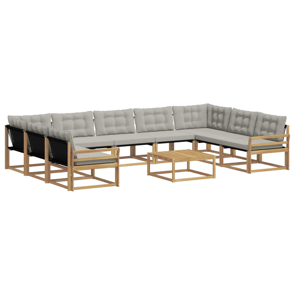 Outdoor-Sofagarnitur mit Kissen 10 pcs Weiß und Hellgrau