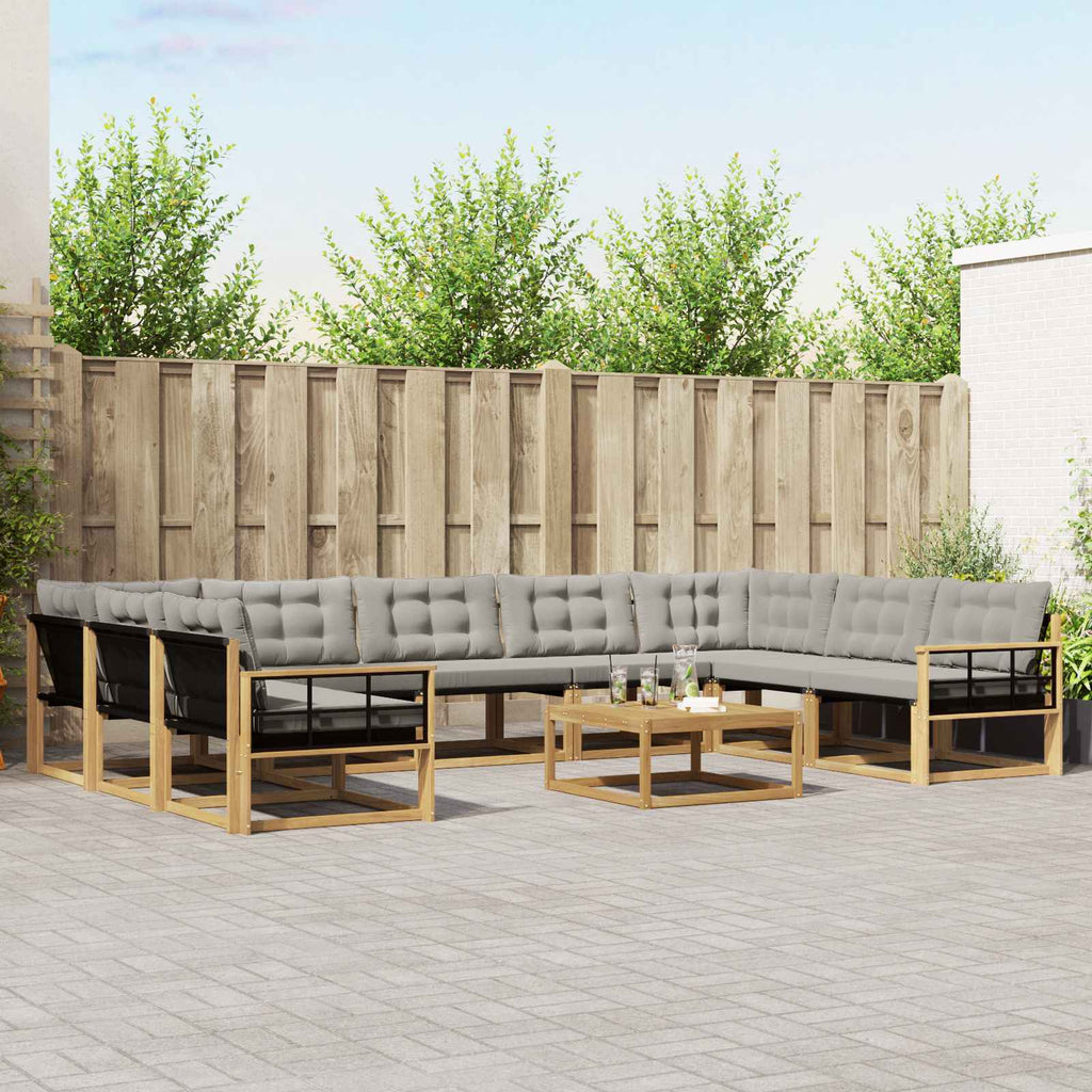 Outdoor-Sofagarnitur mit Kissen 10 pcs Weiß und Hellgrau