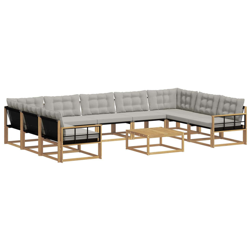 Outdoor-Sofagarnitur mit Kissen 10 pcs Weiß und Hellgrau