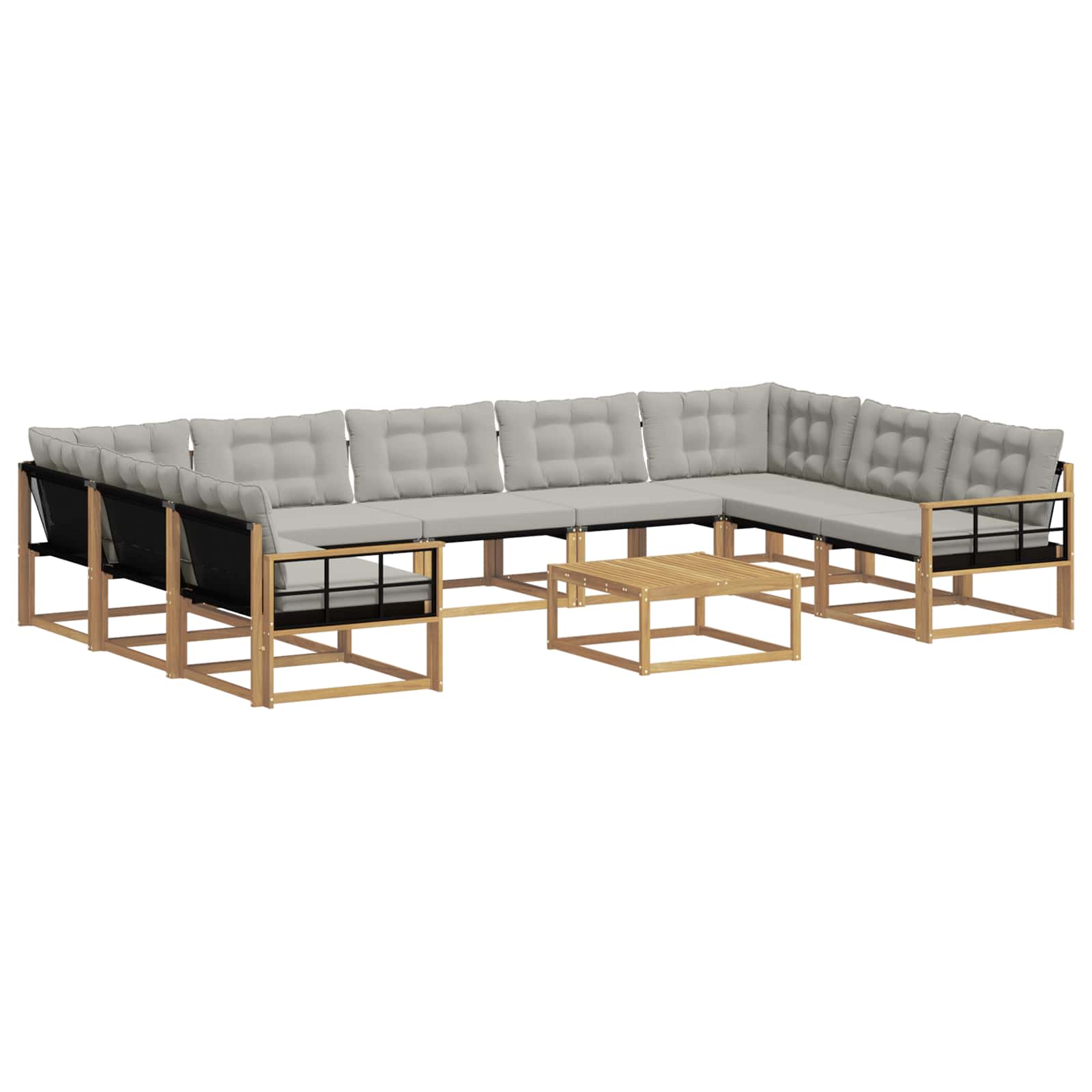 Outdoor-Sofagarnitur mit Kissen 10 pcs Weiß und Hellgrau