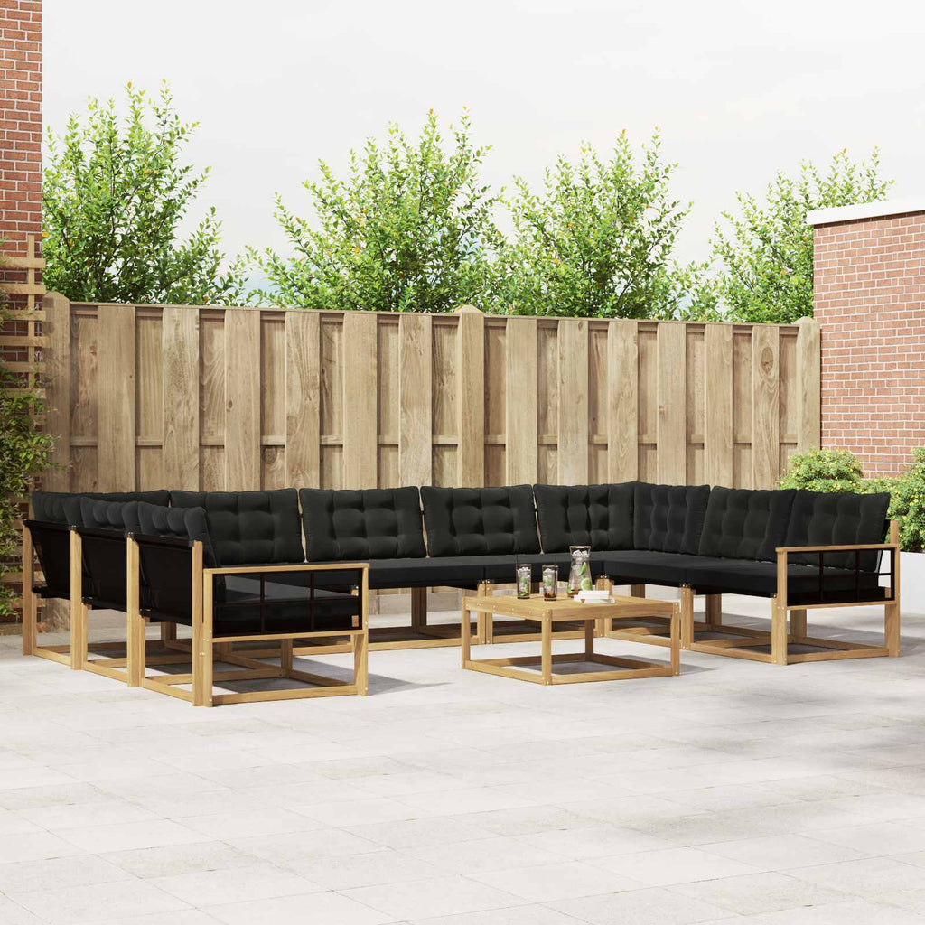 Outdoor-Sofagarnitur mit Kissen 10 pcs Weiß und Schwarz