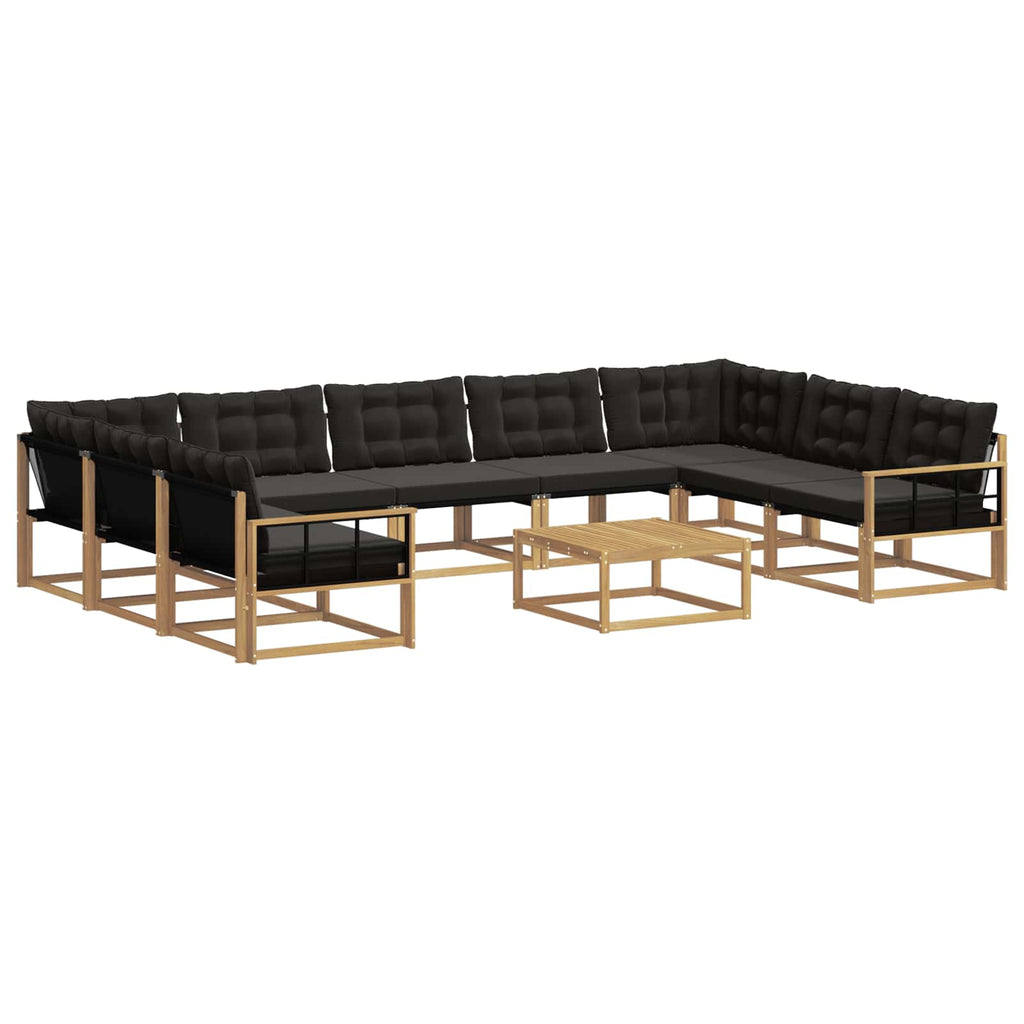 Outdoor-Sofagarnitur mit Kissen 10 pcs Weiß und Schwarz