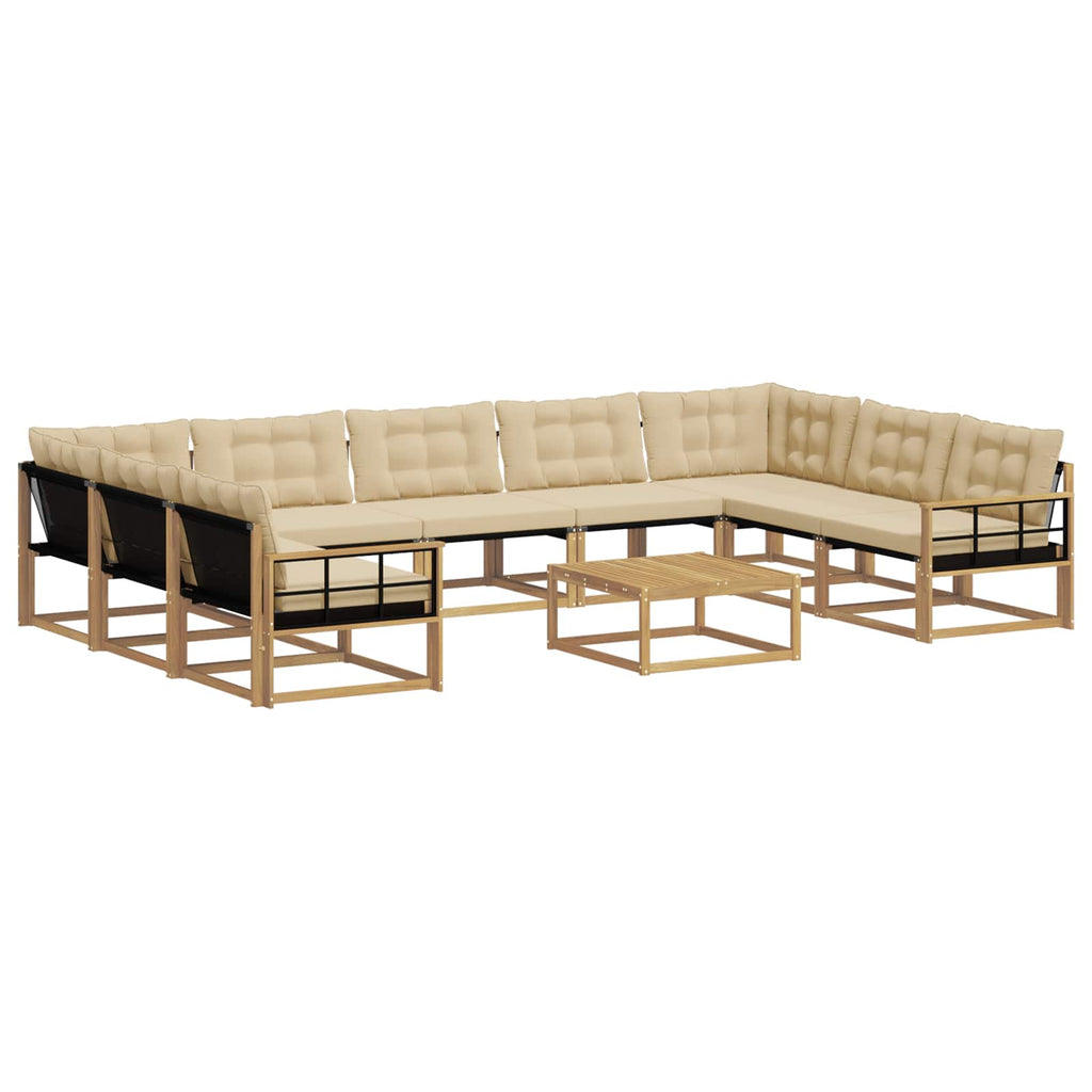 Outdoor-Sofagarnitur mit Kissen 10 pcs Weiß und Beige