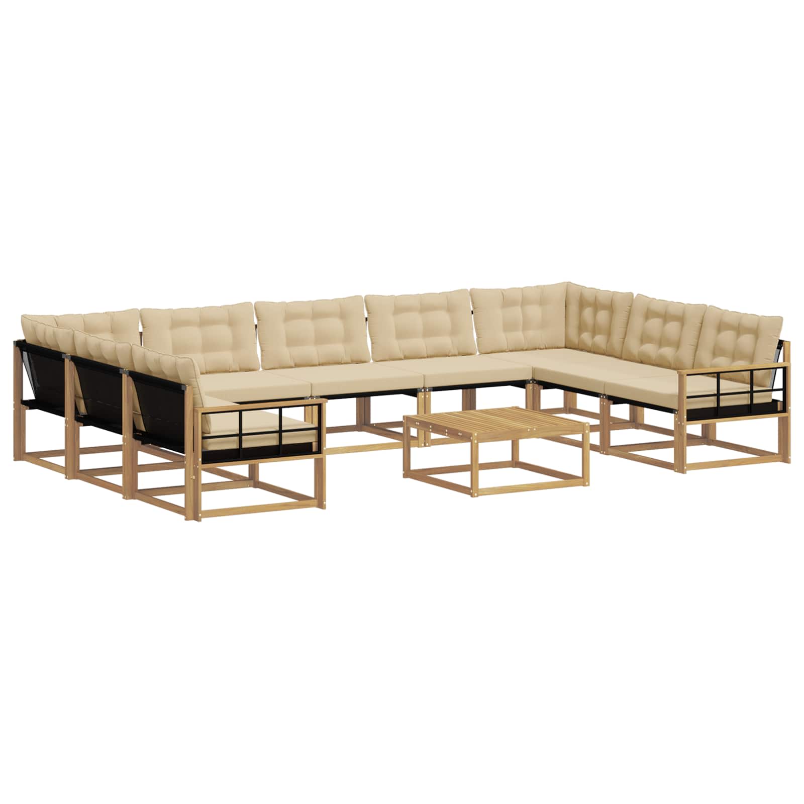 Outdoor-Sofagarnitur mit Kissen 10 pcs Weiß und Beige