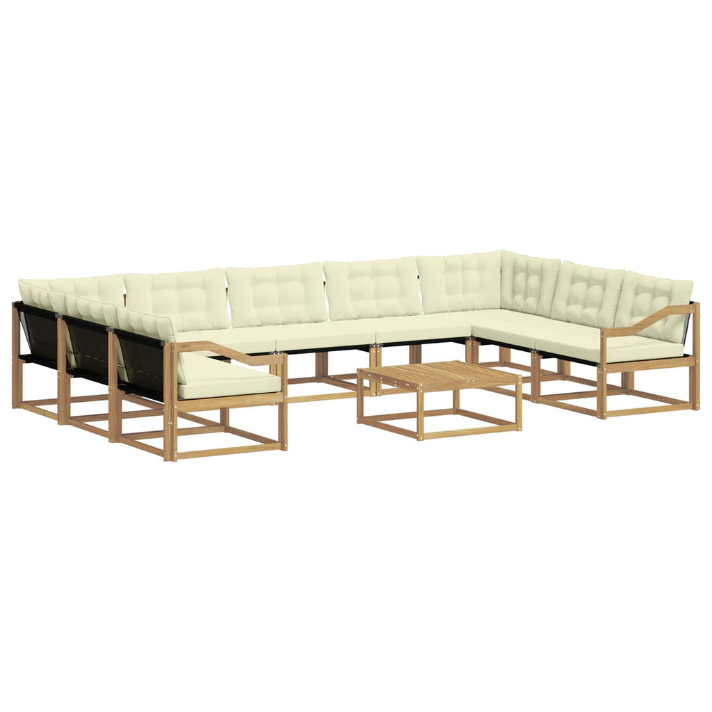 Outdoor-Sofagarnitur mit Kissen 10 pcs Weiß und Creme