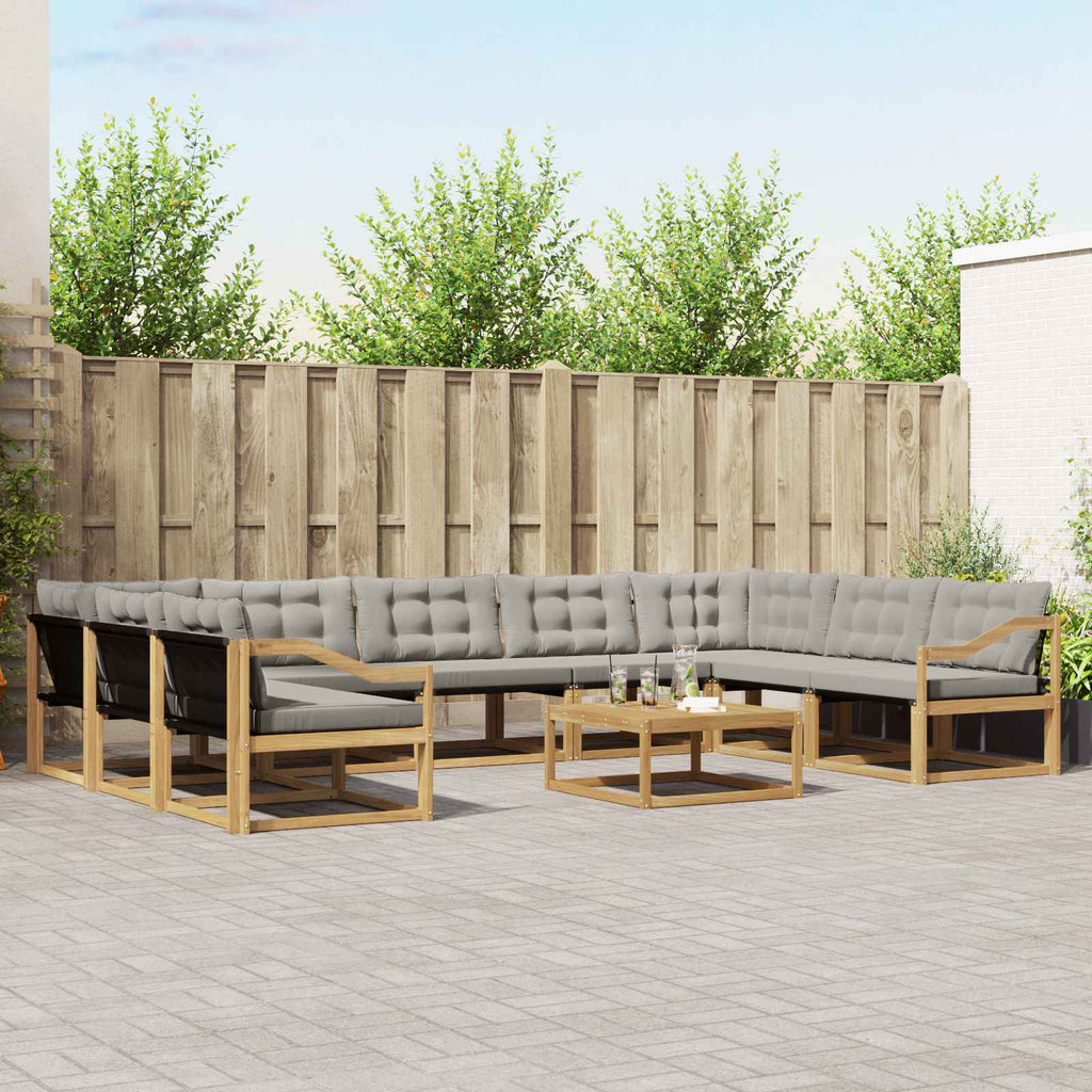 Outdoor-Sofagarnitur mit Kissen 10 pcs Weiß und Hellgrau