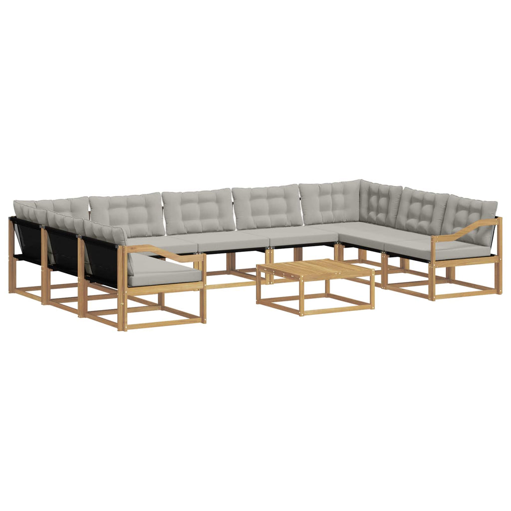 Outdoor-Sofagarnitur mit Kissen 10 pcs Weiß und Hellgrau
