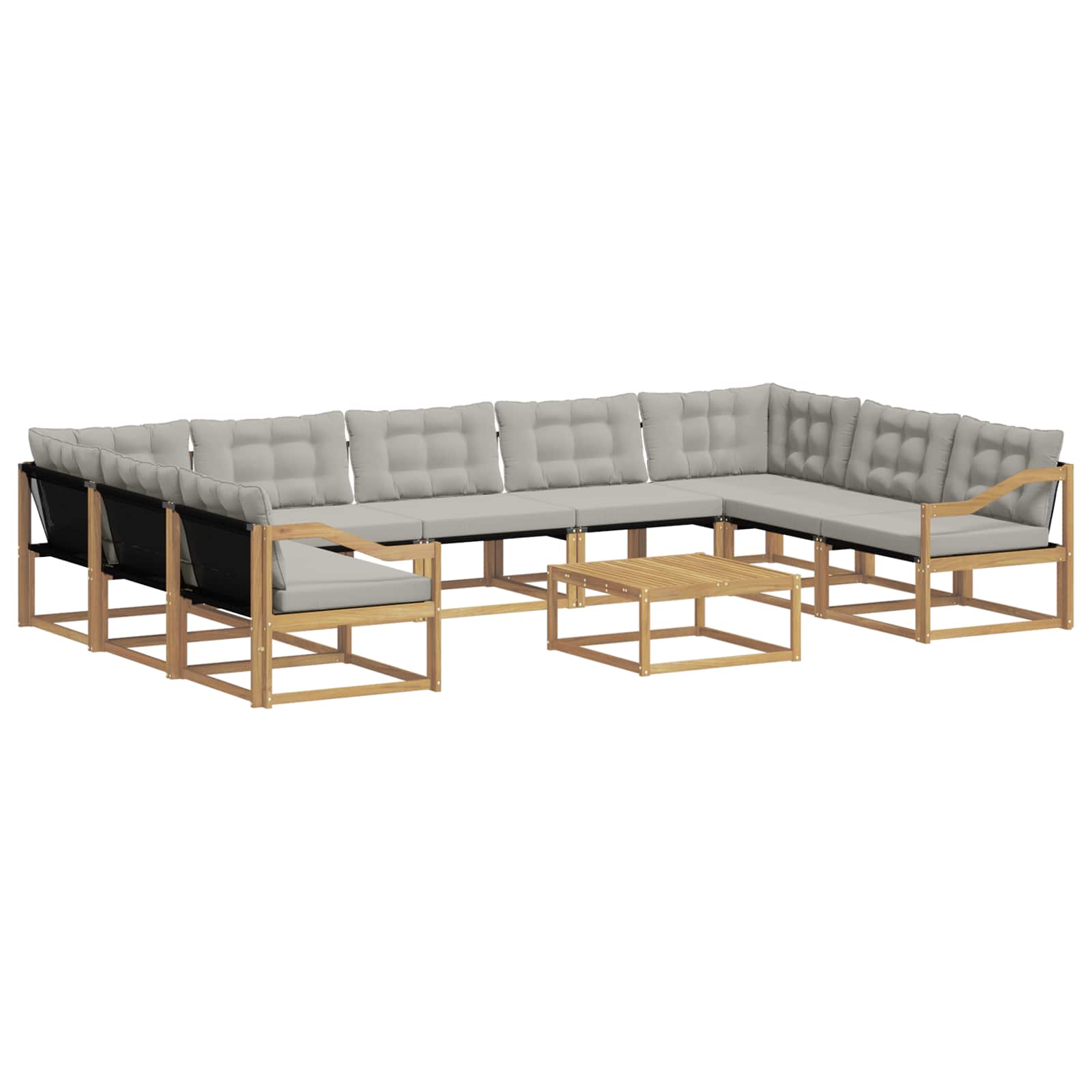 Outdoor-Sofagarnitur mit Kissen 10 pcs Weiß und Hellgrau