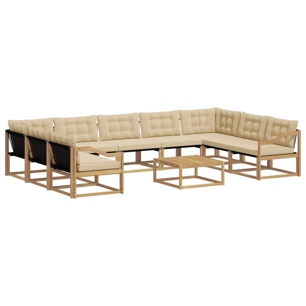 Outdoor-Sofagarnitur mit Kissen 10 pcs Weiß und Beige