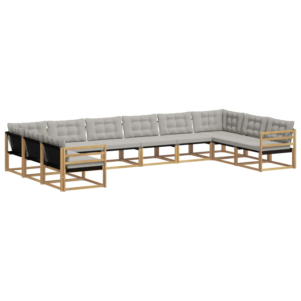 Outdoor-Sofagarnitur mit Kissen 10 pcs Weiß und Hellgrau